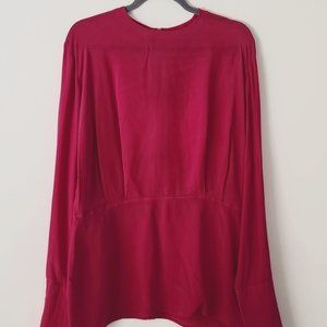 Gianfranco Ferre Vintage Made in Otaly Fucsia Pink Silk Blouse Top L (Bo30)